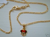18K GOLD gf Disney MINNIE MOUSE GIRLS PENDANT NECKLACE
