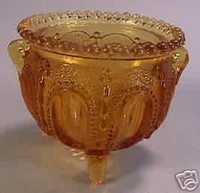 Guernsey Glass Amber Gypsy Pot Toothpick Holder