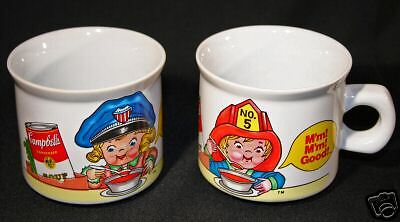 Campbell Kids Set of 2 HAT SOUP Mugs 1993 MmMm GOOD  