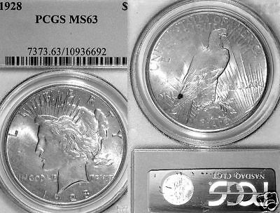 1928 ** Peace $1 ** MS 63 ** PCGS ** Great LUSTER  