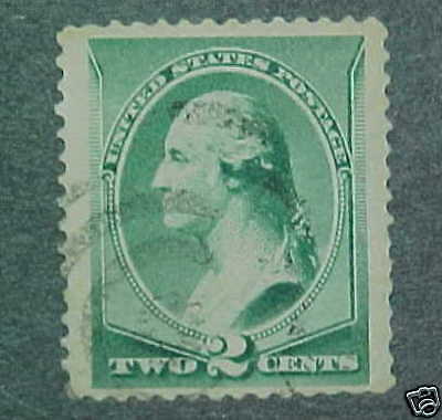 US Scott # 213 Used XF + Jumbo 2 cent Washington Green  