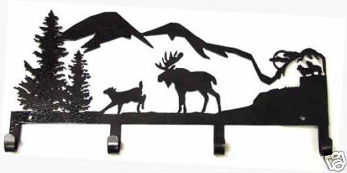 MOOSE KEY HOLDER RUSTIC NORTHWOOD CABIN LODGE METAL ART  