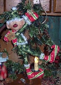 Primitive Grungy Santa Door Doll with Quilt Hat Epattern