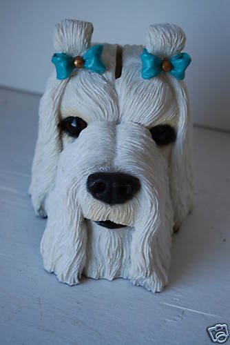 Maltese Dog Piggy Coin Money Bank  