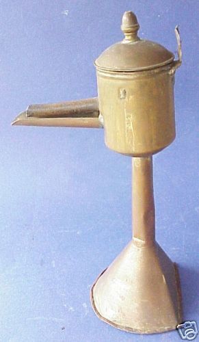 Antique Brass Whale Oil? Grease Lamp.  