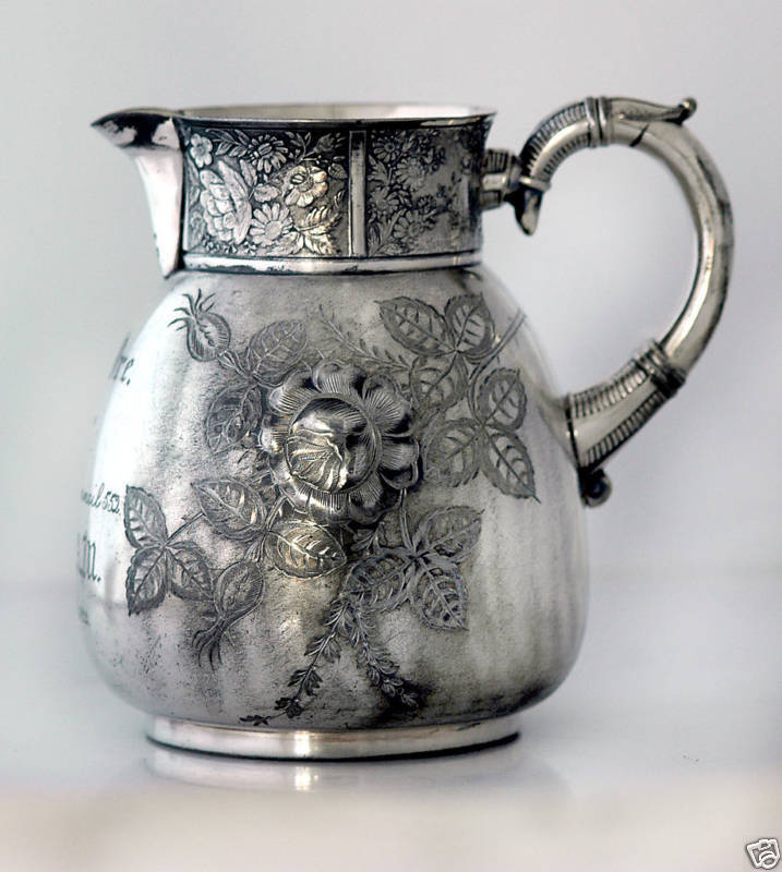 AESTHETIC SILVERPLATE ADELPHI WATER PITCHER CHASED 1892  