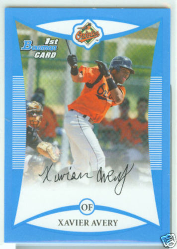 Xavier Avery Baltimore 08 Bowman Draft Blue Border  