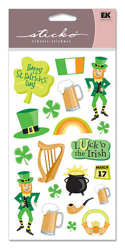 Sticko St. Patricks Day Shamrocks Leprachauns Stickers  