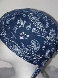 Spandex Navy Blue Paisley Doo Rag Sweatband Headwrap  