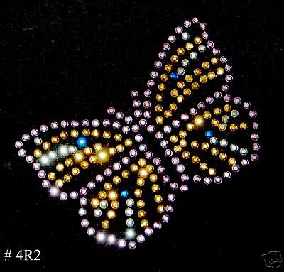 1PC~RHINESTUDS BUTTERFLY~IRON ON HOTFIX TRANSFER MOTIF  