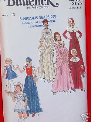 PATTERN Costume   Pilgrim, Dutch, Gypsy, Southern Belle  