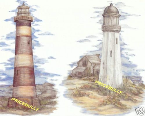 Plaid 32 lighthouse wall rub on instant stencils border  