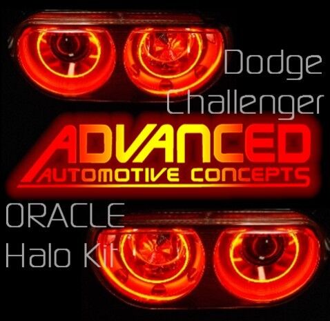 Dodge CHALLENGER RED Headlights hid HALO Demon Eye SRT8  