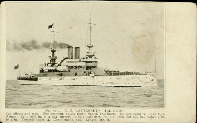 VINTAGE POSTCARD BATTLESHIP ILLINOIS EDWARD H. MITCHELL  