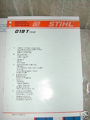 019 T Stihl Chainsaw Parts Manual *New* 019T  