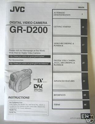 JVC GR D200 Mini DV Camcorder Owner/User Manual FAST  