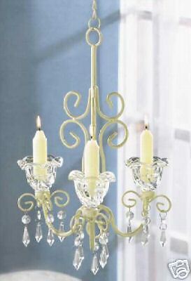 Chic Ivory Shabby hanging Chandelier Tealight Candle Holder wedding 