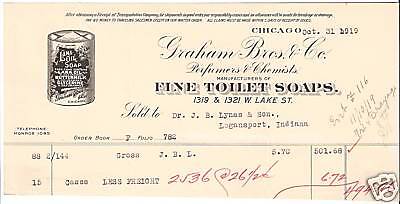 1919 Invoice Graham Bros.& Co.Chicago Perfume & Soap  