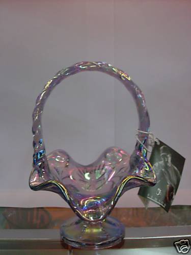 Fenton Iridescent Violet Basket  