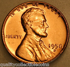 Lincoln Cent 1958 D Uncirculated Wheat Penny  