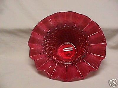 FENTON GLASS CRANBERRY OPAL. HOBNAIL BOWL #3322 CR  