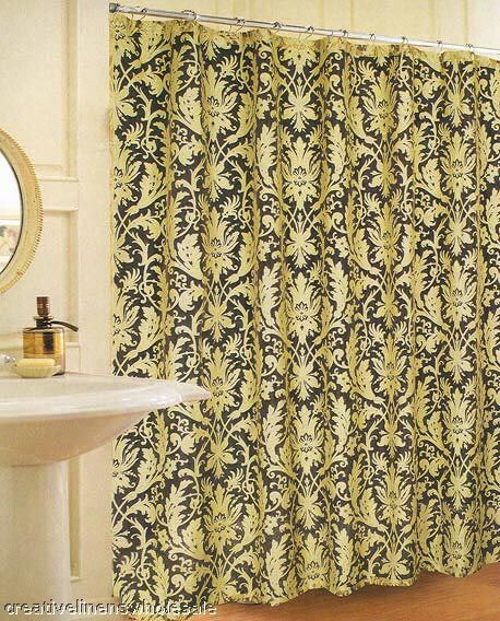 Noble Veronica Fabric Bath Shower Curtain (Gold)  