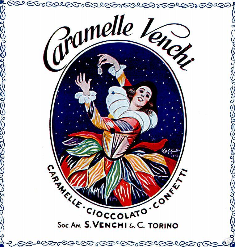 Cappiello VENCHI caramelle pulcinella Livorno Cannes.  