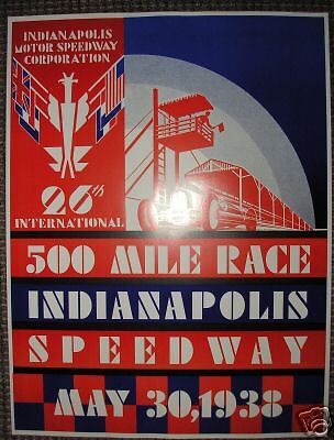 1938 INDIANAPOLIS INDY 500 RACE PROMO POSTER Roberts  