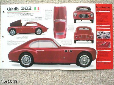 CISITALIA 202 SPEC SHEET/Brochure/Pamphlet/Catalog1947  