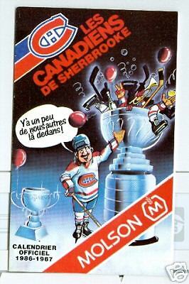 1986 87 Sherbrooke Canadiens Hockey Pocket Schedule AHL  