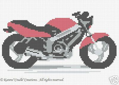Crochet Patterns   MOTORCYCLE Color Graph Pattern  