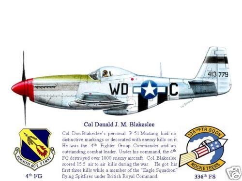 Col Don Blakeslees P 51D Mustang by Willie Jones Jr.  