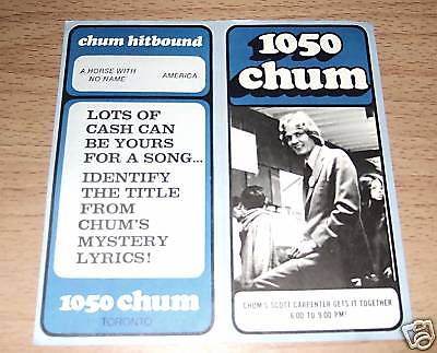 CHUM CHART RADIO SURVEY FEB. 19 1972 # 1 NILSSON  