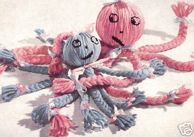 Vintage Braided Yarn Octopus Toy Pattern Instructions  