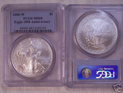 2006 W SILVER EAGLE 20TH ANNIVERSARY MS68 PCGS  