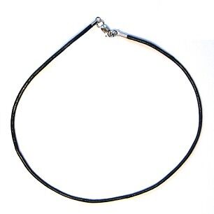 18 Black Leather Choker Necklace Sterling Silver Clasp  