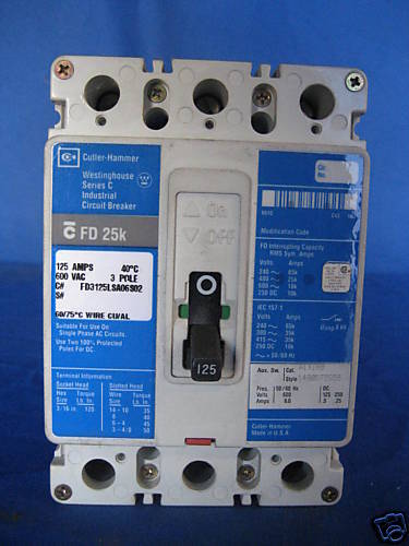 CUTLER HAMMER FD3125LSA06S02 125A 600V CIRCUIT BREAKER  