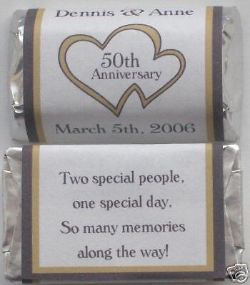 60 DOUBLE HEART 50TH WEDDING ANNIVERSARY PERSONALIZED MINIATURE CANDY 