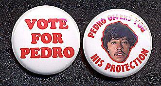 VOTE FOR PEDRO Badge Button Pin pair   freakin sweet  