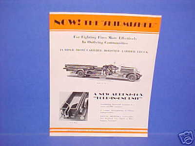 1931 AHRENS FOX SKIRMISHER FIRE ENGINE BROCHURE CATALOG  