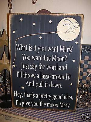 PRIMITIVE CHRISTMAS SIGN~~GEORGE LASSOS THE MOON~~  