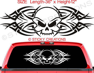 105 01 SKULL Back Rear Window Stickers Decal Graphic  