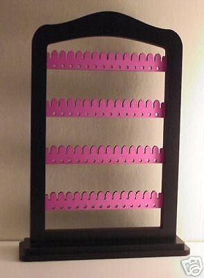 Earring jewelry rack holder BLACK & PINK wood w/ stand  