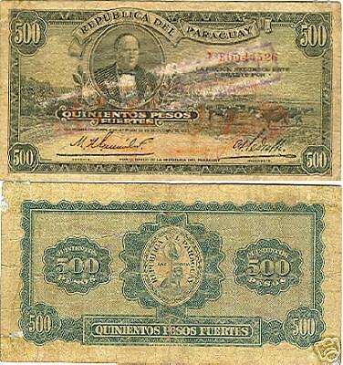 PARAGUAY 500 PESOS FUERTES P 169 NICE CONDITION  