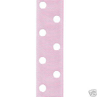 5yds 7/8 PINK AND WHITE POLKA DOT GROSGRAIN  