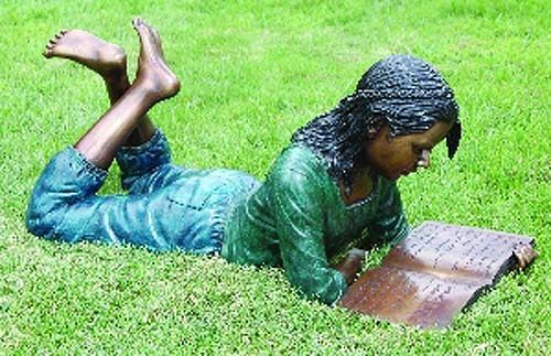 42 Bronze Garden Statue Young Girl Dorothy Reading  