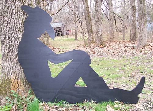 Black Silhouette Cowboy Resting Yard Decoration  