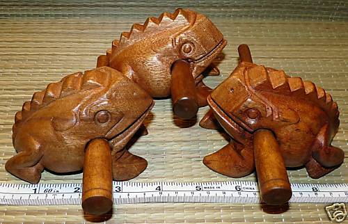 inch Wood Croaking Musical Frogs, 5 pc Wholesale Lot  