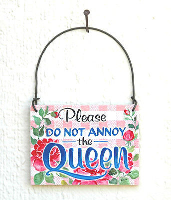 QUEEN SIGN Bedroom Office Shabby Cottage Style Chic NEW  