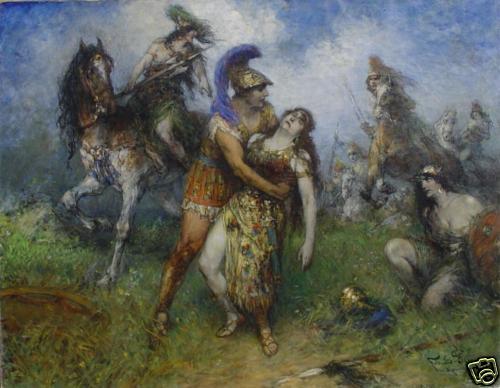 Ferdinand Leeke en Achilles Penthesilea Troja Akt Griechenland 